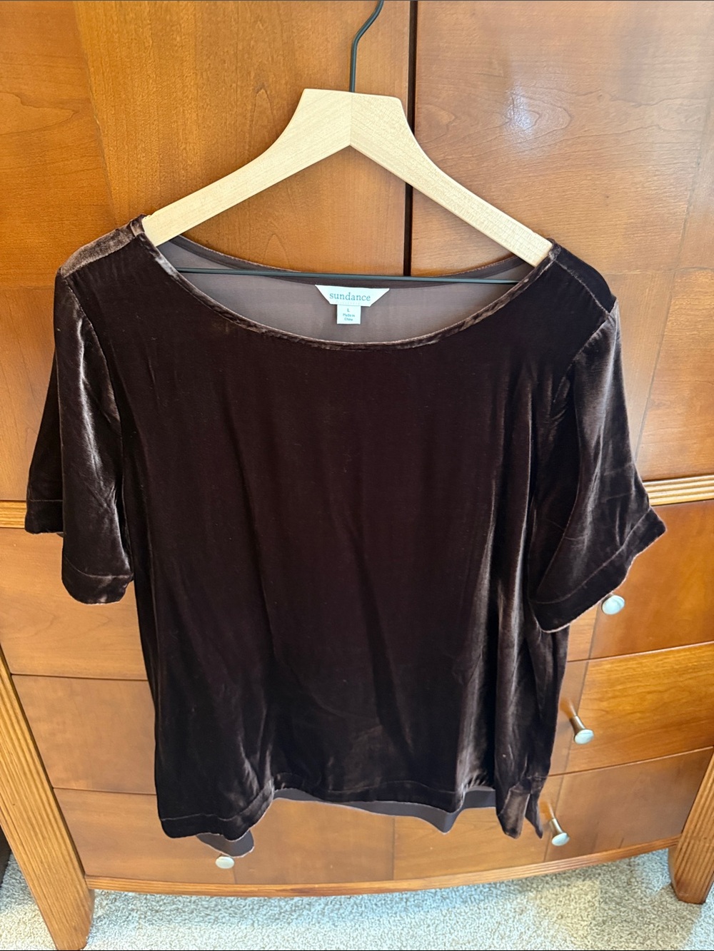 Sundance Velvet Short Sleeve Top - Chocolate